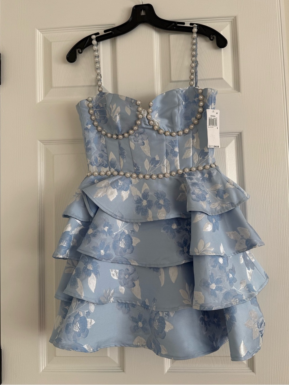 V. Chapman Luciana Tiered Mini Dress Chambray Blue Baroque NEW with tags - Picture 2 of 12